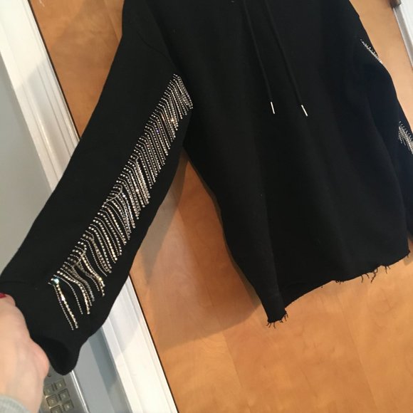 AQUA Embellished Crystal Fringed Hoodie - Picture 2 of 7